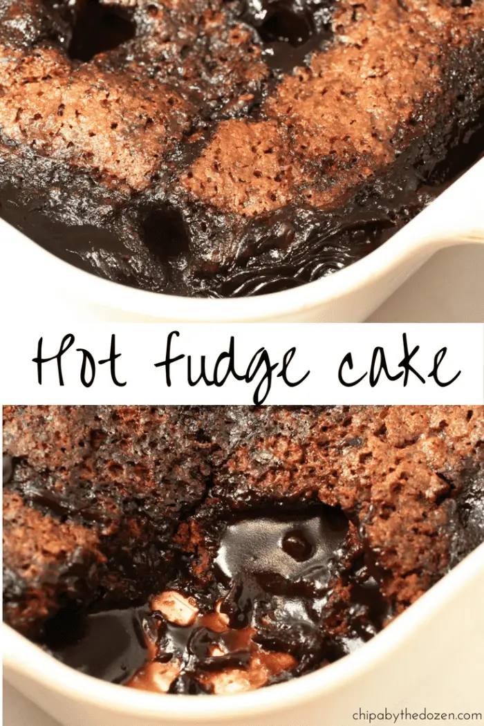 Hot fudge cake. On the bottom there is a fudge-like sauce, and on top, the cake. 