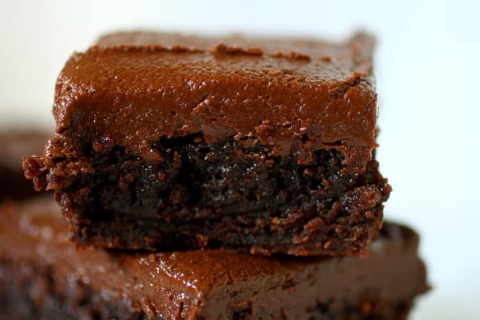 Homemade chewy gooey cocoa brownie