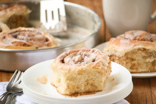 Homemade, Fluffy Cinnamon Rolls on a plate