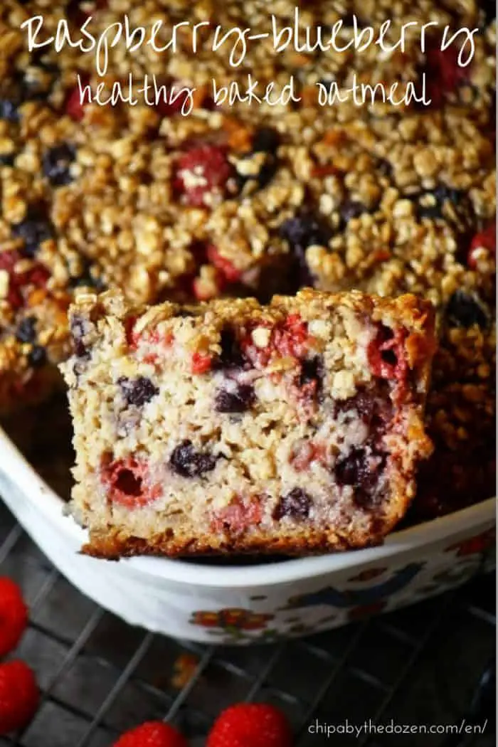 Raspberry-blueberry healthy baked oatmeal