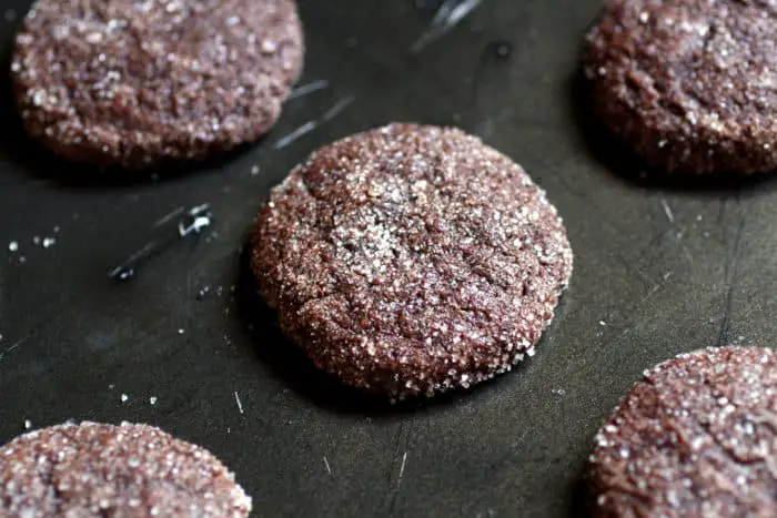 baked chocolate cookie on a black tray