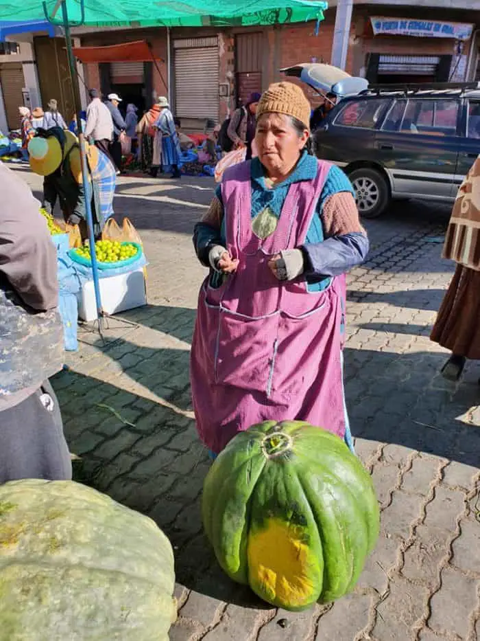 señora en el mercado boliviano