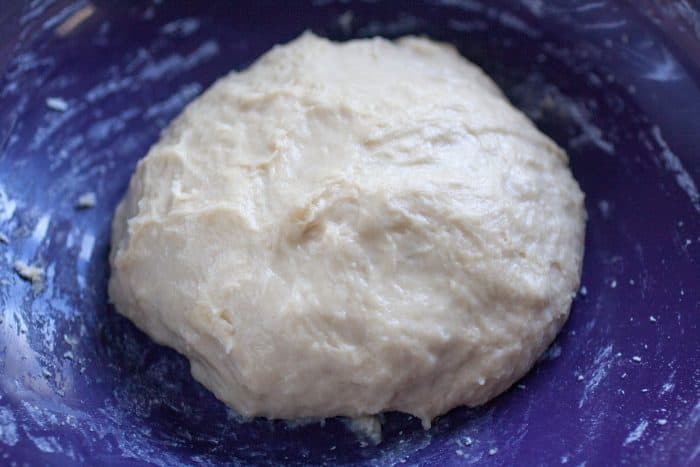 dough for buñuelos in a bowl