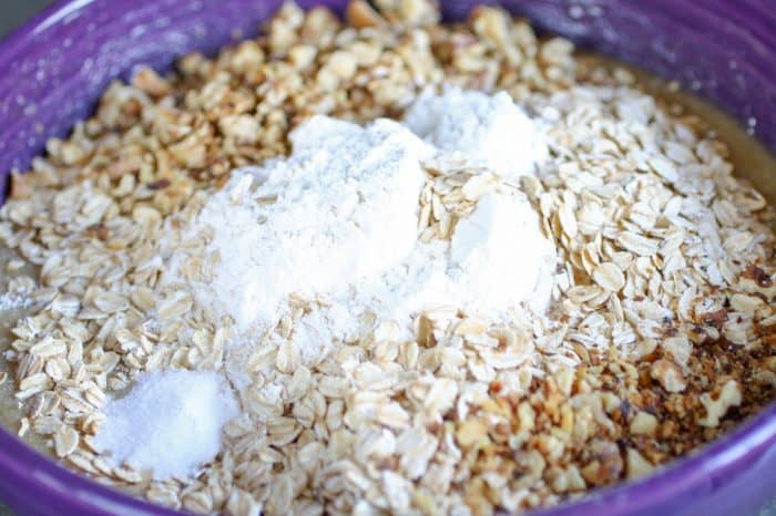 flour, oats, sugar in a large bowl