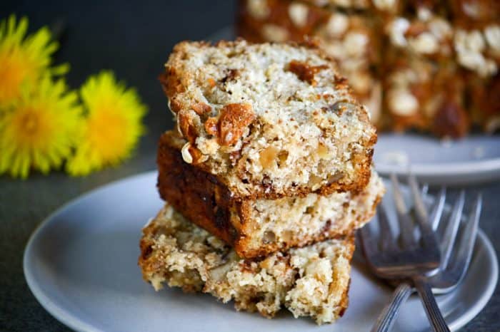 oatmeal banana bread on a plate