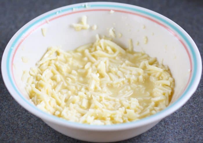 cheese and egg mixture in a bowl