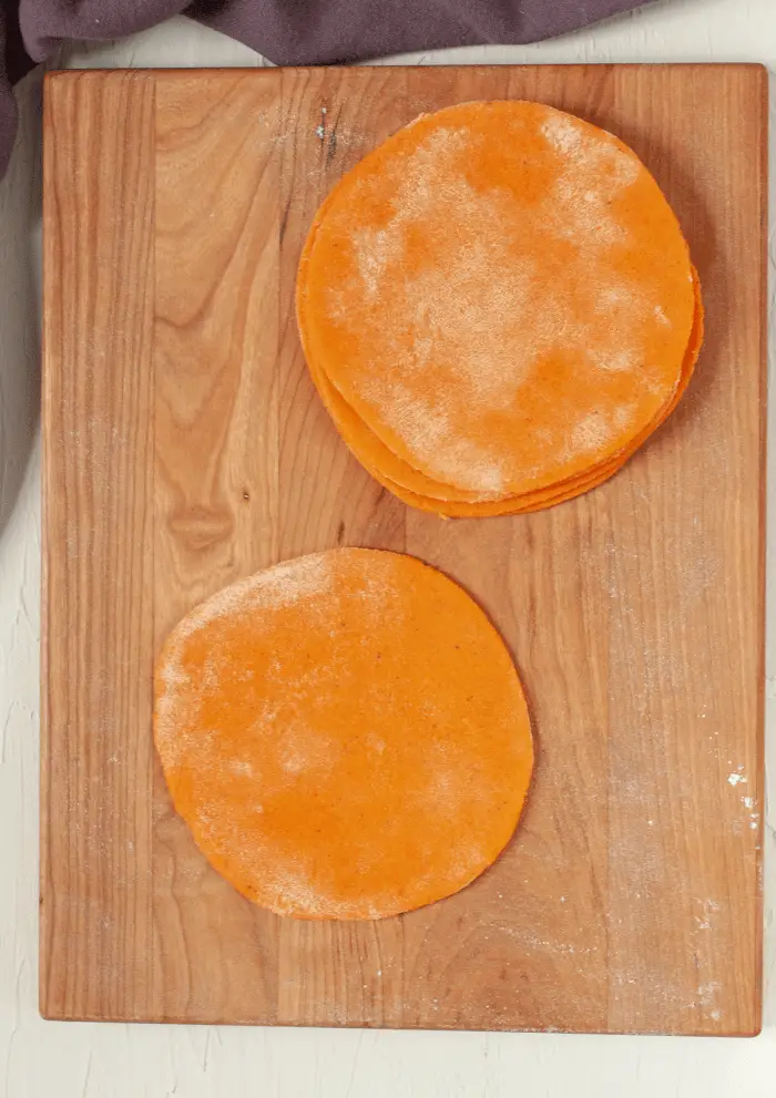 empanada discs on a board