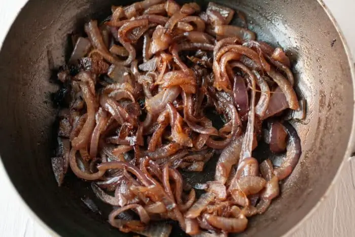 caramelized onions in a pan