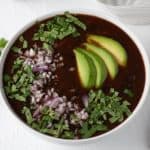 bowl with easy and spicy black bean soup