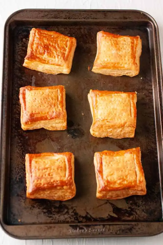 tray with baked puff pastry