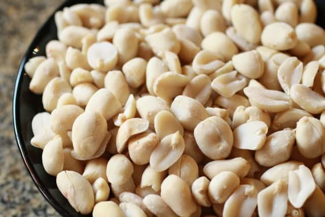 peeled peanuts in a plate