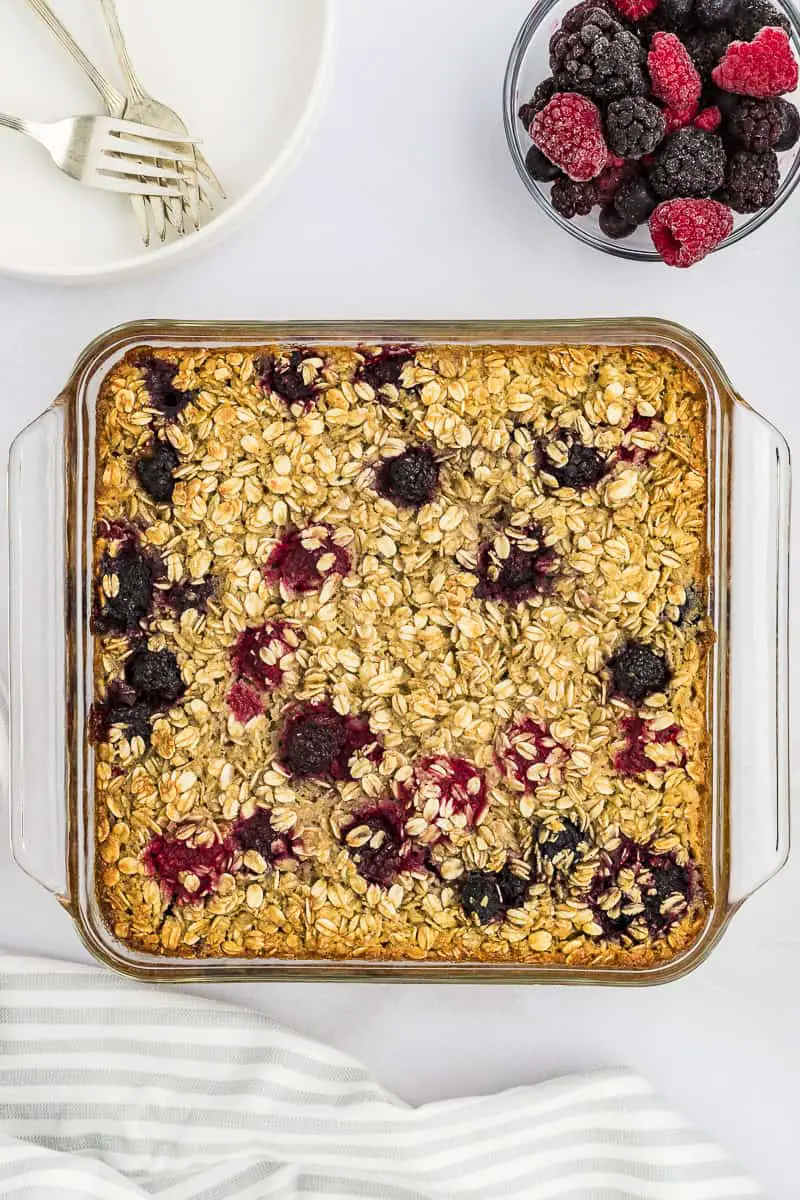 baked oatmeal in a square pan