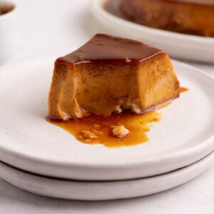 toma de cerca de flan