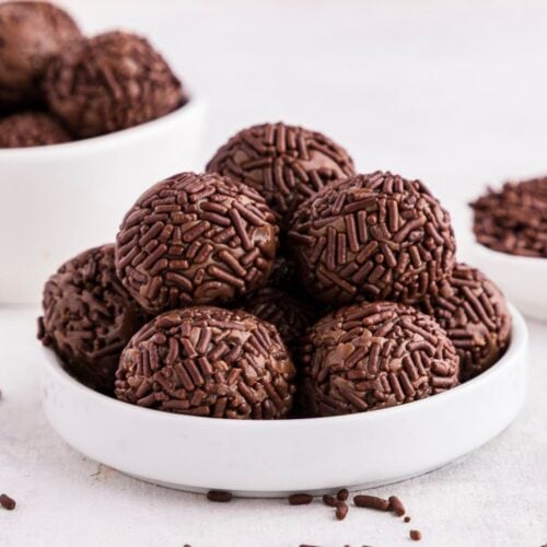 chocolate truffles covered in chocolate sprinkles