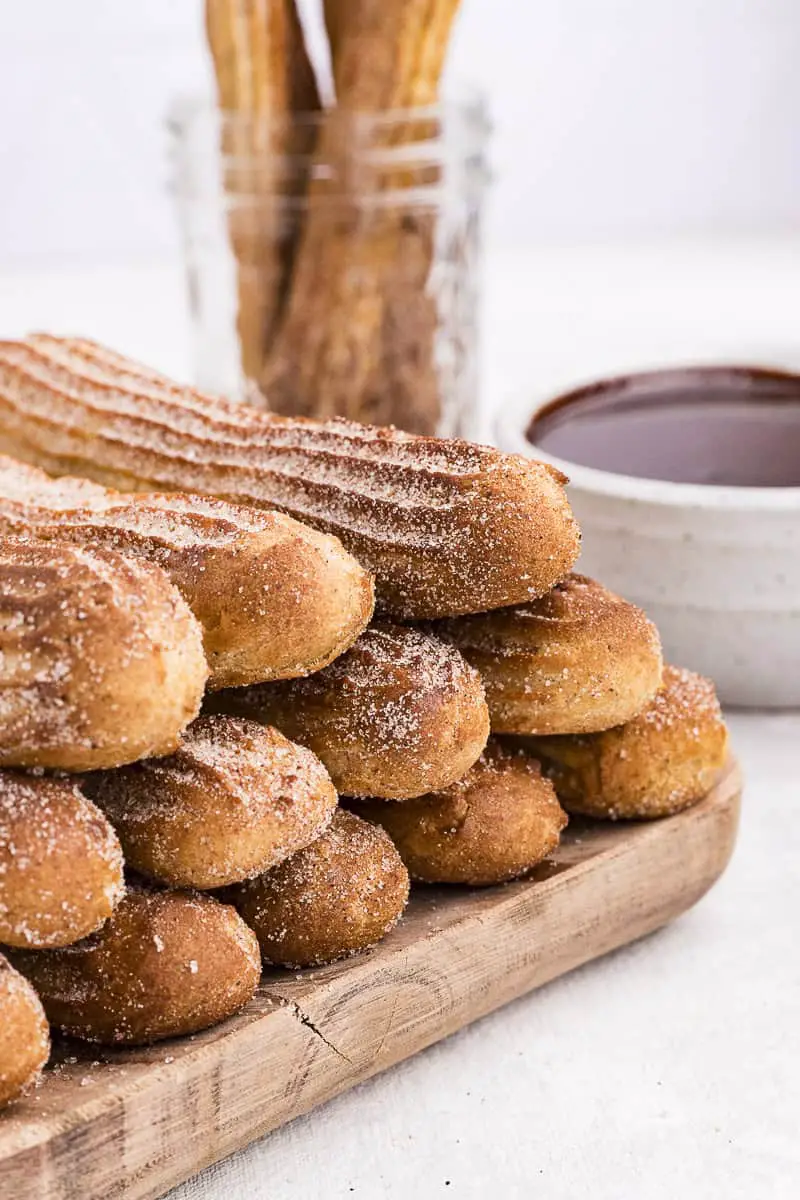 air fryer churros on a board